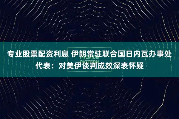 专业股票配资利息 伊朗常驻联合国日内瓦办事处代表：对美伊谈判成效深表怀疑